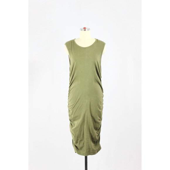 Majestic Filatures Dresses & Skirts - MAJESTIC FILATURES Deluxe Tee Green Cotton Jersey Ruched Tank Dress, Size 4/L